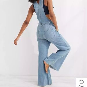Aerie wide leg denim overalls